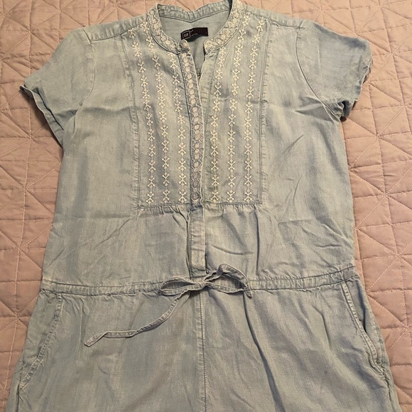 Gap size S - blue indigo embroidered romper - Picture 3 of 6